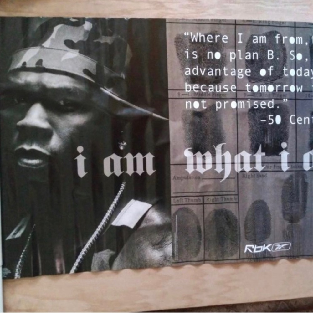I AM - 50 CENT  🎤 REEBOK 👟 Black & White Poster 2004 Posterservice #8005 RARE
